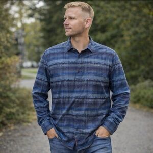 7 Downie St. Men's Blue Shirt Button-Up 100% Cotton Long Sleeve Size 10